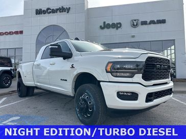 2024 RAM 3500 Limited Mega Cab 4x4 6'4' Box in a Pearl White exterior color and Blackinterior. McCarthy Jeep Ram 816-434-0674 mccarthyjeepram.com 