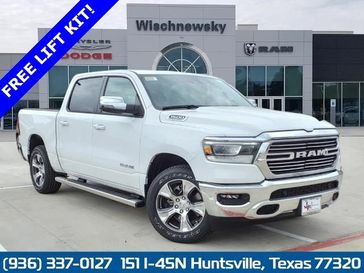 2024 RAM 1500 Laramie Crew Cab 4x2 5'7' Box in a Bright White Clear Coat exterior color. Wischnewsky Dodge 936-755-5310 wischnewskydodge.com 