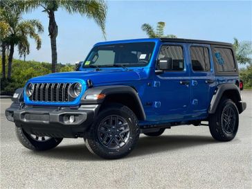 New 2026 Jeep Wrangler 4-door Sport S in a Hydro Blue Pearl Coat exterior color and Blackinterior. Southbay Chrysler Jeep Dodge Ram (424) 404-5521 pixelmotiondemo.com 