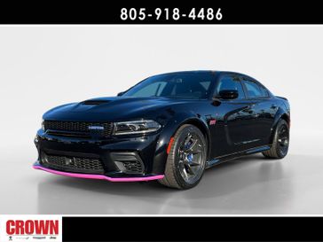 2023 Dodge Charger Scat Pack Widebody in a Pitch Black Clear Coat exterior color and Blackinterior. Ventura Auto Center 866-978-2178 venturaautocenter.com 