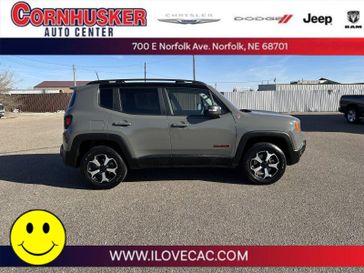 2020 Jeep Renegade Trailhawk in a Sting-Gray Clear Coat exterior color and Blackinterior. Cornhusker Auto Center 402-866-8665 cornhuskerautocenter.com 