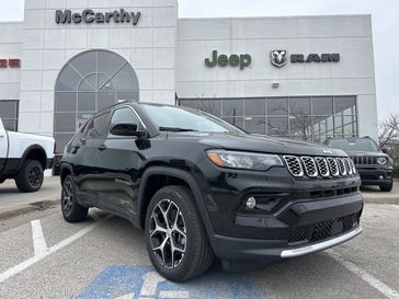 2024 Jeep Compass Limited 4x4 in a Diamond Black Crystal Pearl Coat exterior color and Blackinterior. McCarthy Jeep Ram 816-434-0674 mccarthyjeepram.com 