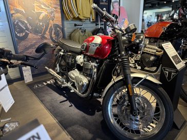 2025 Triumph BONNEVILLE T120 ELVIS EDITION  in a CARNIVAL RED exterior color. Iron Supply Powersports (281) 524-2455 ironsupply.com 