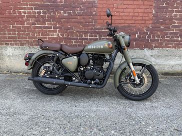 2024 Royal Enfield CLASSIC 350  in a SIGNALS MARSH GREY exterior color. Northwest Moto 206-783-2323 northwestmoto.com 