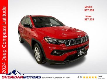 2024 Jeep Compass Latitude 4x4 in a Redline Pearl exterior color and Blackinterior. Sheridan Motors CDJR 307-218-2217 sheridanmotor.com 