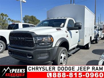 2024 RAM 4500 Tradesman Chassis Regular Cab 4x2 84' Ca in a Bright White Clear Coat exterior color and Diesel Gray/Blackinterior. McPeek's Chrysler Dodge Jeep Ram of Anaheim 888-861-6929 mcpeeksdodgeanaheim.com 