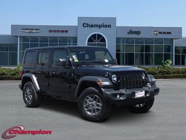 2024 Jeep Wrangler 4-door Sport S in a Black Clear Coat exterior color and CLOTHinterior. Champion Chrysler Jeep Dodge Ram 800-549-1084 pixelmotiondemo.com 