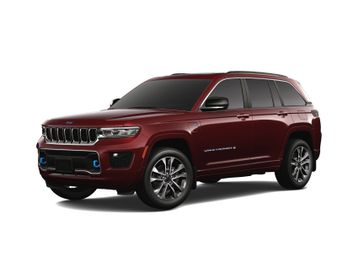 2023 Jeep Grand Cherokee Overland 4xe in a Velvet Red Pearl Coat exterior color and Global Blackinterior. Victor Chrysler Dodge Jeep Ram 585-236-4391 victorcdjr.com 