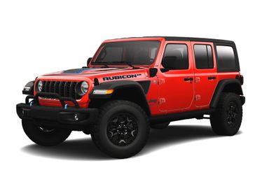 2023 Jeep Wrangler Rubicon 4xe in a Firecracker Red Clear Coat exterior color and Red/Blackinterior. Victor Chrysler Dodge Jeep Ram 585-236-4391 victorcdjr.com 