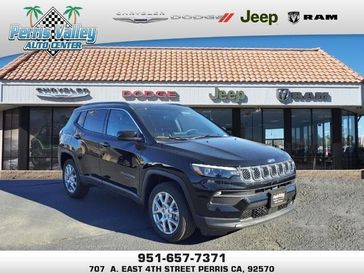 2024 Jeep Compass Latitude Lux 4x4 in a Diamond Black Crystal Pearl Coat exterior color and Blackinterior. Perris Valley Chrysler Dodge Jeep Ram 951-355-1970 perrisvalleydodgejeepchrysler.com 