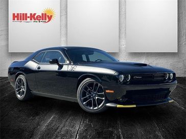 2023 Dodge Challenger R/T in a Pitch-Black exterior color and T/A Nappa/Alacantra Seatinterior. Hill-Kelly Dodge (850) 786-2130 hillkellydodge.com 