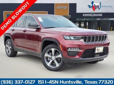 2023 Jeep Grand Cherokee 4xe in a Velvet Red Pearl Coat exterior color and Global Blackinterior. Wischnewsky Dodge 936-755-5310 wischnewskydodge.com 