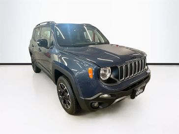 2023 Jeep Renegade Upland 4x4 in a Slate Blue Pearl Coat exterior color and Black/Bronzeinterior. Sheridan Motors CDJR 307-218-2217 sheridanmotor.com 