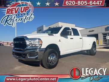 2024 RAM 3500 Tradesman Crew Cab 4x4 8' Box in a Bright White Clear Coat exterior color and Blackinterior. Legacy Auto Center 620-315-9264 legacyautocenter.net 