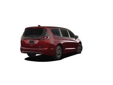 2023 Chrysler Pacifica Hybrid Limited in a Velvet Red Pearl Coat exterior color and Blackinterior. BEACH BLVD OF CARS beachblvdofcars.com 