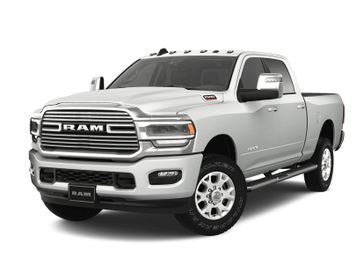 2024 RAM 2500 Laramie Crew Cab 4x4 6'4' Box in a Bright White Clear Coat exterior color and Blackinterior. Victor Chrysler Dodge Jeep Ram 585-236-4391 victorcdjr.com 