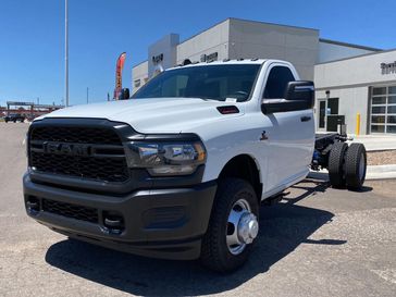 2024 RAM 3500 Tradesman Chassis Regular Cab 4x4 84' Ca in a Bright White Clear Coat exterior color and Blackinterior. Legacy Auto Center 620-315-9264 legacyautocenter.net 