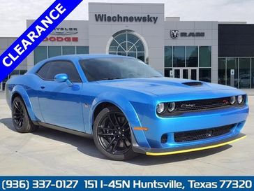 2023 Dodge Challenger R/T Scat Pack Widebody in a B5 Blue exterior color and Blackinterior. Wischnewsky Dodge 936-755-5310 wischnewskydodge.com 