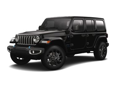 2024 Jeep Wrangler 4-door Sahara 4xe in a Black Clear Coat exterior color and Blackinterior. McCarthy Jeep Ram 816-434-0674 mccarthyjeepram.com 