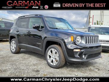 2023 Jeep Renegade Limited 4x4 in a Black Clear Coat exterior color and Black - CLX9interior. Carman Chrysler Jeep Dodge Ram 302-317-2378 carmanchryslerjeepdodge.com 