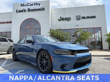 2023 Dodge Charger Scat Pack in a Frostbite exterior color and Blackinterior. McCarthy Jeep Ram 816-434-0674 mccarthyjeepram.com 
