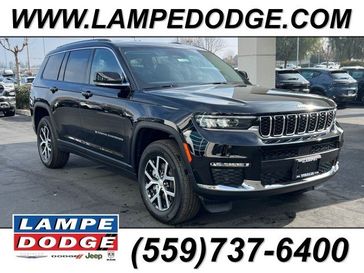2024 Jeep Grand Cherokee L Limited 4x4 in a Diamond Black Crystal Pearl Coat exterior color and Global Blackinterior. Lampe Chrysler Dodge Jeep RAM 559-471-3085 pixelmotiondemo.com 