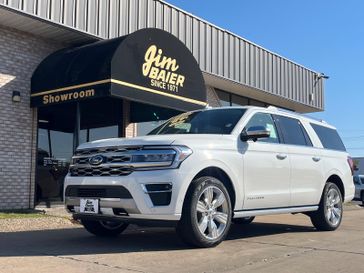 2024 Ford Expedition Max Platinum in a STAR WHITE MET exterior color and LIGHT SANDSTONEinterior. Jim Baier Inc 319-372-1012 jimbaier.com 