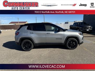 2024 Jeep Compass Latitude in a PSC Billet Silver Metallic Clear Coat exterior color and Blackinterior. Cornhusker Auto Center 402-866-8665 cornhuskerautocenter.com 