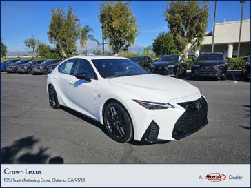 2024 Lexus IS 350 F SPORT in a Ultra White exterior color and Black NuLuxe (R) and Black Geometric triminterior. Ontario Auto Center ontarioautocenter.com 