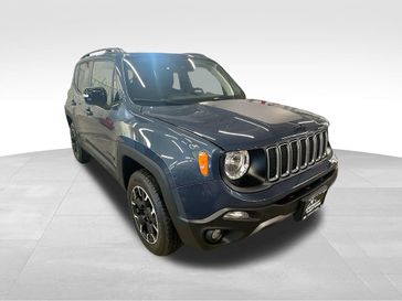 2023 Jeep Renegade Upland 4x4 in a Slate Blue Pearl Coat exterior color and Black/Bronzeinterior. Sheridan Motors CDJR 307-218-2217 sheridanmotor.com 