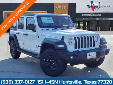 2024 Jeep Wrangler Sport in a Bright White Clear Coat exterior color and Blackinterior. Wischnewsky Dodge 936-755-5310 wischnewskydodge.com 