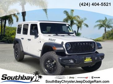 New 2026 Jeep Wrangler Willys in a White/off-white exterior color and Blackinterior. Southbay Chrysler Jeep Dodge Ram (424) 404-5521 pixelmotiondemo.com 