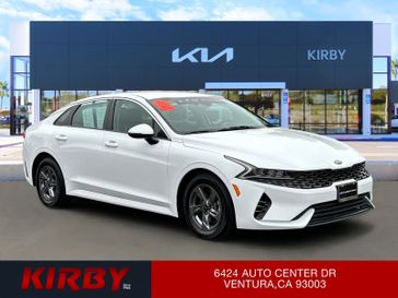 2021 Kia K5 LXS in a Glacial White Pearl exterior color and Blackinterior. Ventura Auto Center 866-978-2178 venturaautocenter.com 