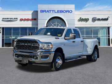 2024 RAM 3500 Tradesman Crew Cab 4x4 8' Box in a Bright White Clear Coat exterior color and Blackinterior. Brattleboro CDJR 802-251-1111 brattleborocdjr.com 