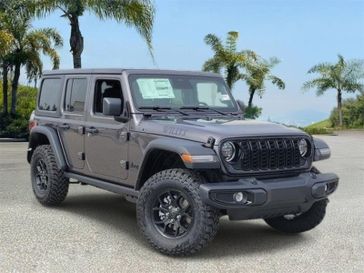 New 2026 Jeep Wrangler Willys in a Gray exterior color and Blackinterior. Southbay Chrysler Jeep Dodge Ram (424) 404-5521 pixelmotiondemo.com 