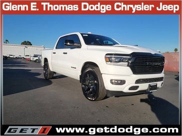 2024 RAM 1500 Laramie Crew Cab 4x2 5'7' Box in a Bright White Clear Coat exterior color and Blackinterior. Glenn E Thomas 100 Years Of Excellence (866) 340-5075 getdodge.com 