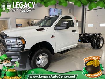 2024 RAM 3500 Tradesman Chassis Regular Cab 4x4 84' Ca in a Bright White Clear Coat exterior color and Blackinterior. Legacy Auto Center 620-315-9264 legacyautocenter.net 