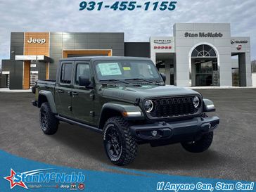 2024 Jeep Gladiator Willys 4x4 in a Sarge Green Clear Coat exterior color and Blackinterior. Stan McNabb Chrysler Dodge Jeep Ram FIAT 931-408-9662 