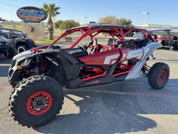 2024 CAN-AM MAVERICK X3 MAX X RS WITH SMARTSHOX TURBO RR FIERY RED  HYPER SILVER in a RED exterior color. Family PowerSports (877) 886-1997 familypowersports.com 
