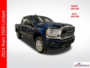 2024 RAM 2500 Limited Crew Cab 4x4 6'4' Box in a Patriot Blue Pearl Coat exterior color and Blackinterior. Sheridan Motors CDJR 307-218-2217 sheridanmotor.com 