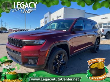 2025 Jeep Grand Cherokee L Altitude X 4x4 in a Velvet Red Pearl Coat exterior color and Global Blackinterior. Legacy Auto Center 620-315-9264 legacyautocenter.net 