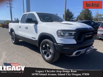 2020 RAM 1500 Rebel in a Bright White Clear Coat exterior color and Blackinterior. Legacy Chrysler Jeep Dodge RAM 541-663-4885 legacychryslerjeepdodgeram.com 