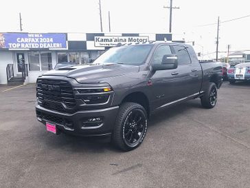 New 2026 RAM 2500 Laramie Mega Cab 4x4 6'4' Box in a Granite Crystal Metallic Clear Coat exterior color. Kamaaina Motors 1-808-746-7956 kamaainamotors.com 