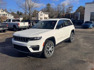 2025 Jeep Grand Cherokee Limited in a Bright White Clear Coat exterior color and Global Black/Wicker Beigeinterior. Guzik Motor Sales Inc Jeep 413-277-7648 guzikmotor.com 