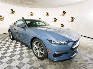 2024 Ford Mustang EcoBoost Premium in a Vapor Blue Metallic exterior color and Blk Onyx Lthr Trimmedinterior. Ontario Auto Center ontarioautocenter.com 
