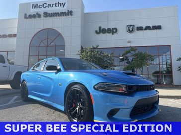 2023 Dodge Charger Super Bee in a B5 Blue exterior color and carboninterior. McCarthy Jeep Ram 816-434-0674 mccarthyjeepram.com 