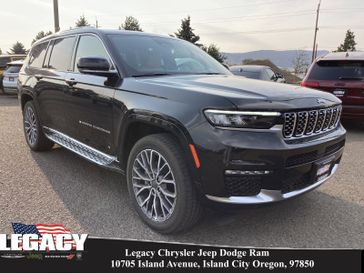 2023 Jeep Grand Cherokee L Summit Reserve 4x4 in a Rocky Mountain Pearl Coat exterior color and Tupelo/Blackinterior. Legacy Chrysler Jeep Dodge RAM 541-663-4885 legacychryslerjeepdodgeram.com 