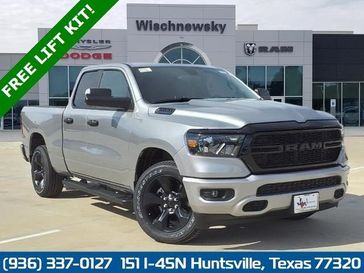 2024 RAM 1500 Tradesman Quad Cab 4x2 6'4' Box in a Billet Silver Metallic Clear Coat exterior color and Blackinterior. Wischnewsky Dodge 936-755-5310 wischnewskydodge.com 