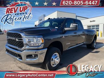 2024 RAM 3500 Big Horn Crew Cab 4x4 8' Box in a Granite Crystal Metallic Clear Coat exterior color and Diesel Gray/Blackinterior. Legacy Auto Center 620-315-9264 legacyautocenter.net 