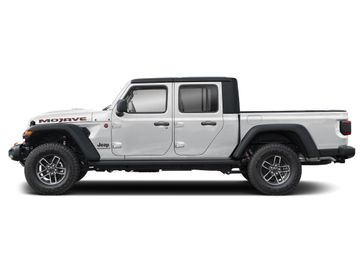 New 2026 Jeep Gladiator Mojave in a bright white clear Coat exterior color and Blackinterior. Perkins La Junta 719-383-2250 perkinslajunta.com 